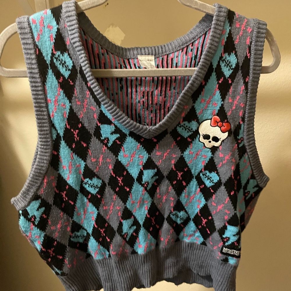 Monster High Argyle Knit Vest - Gray and Pink